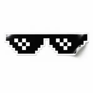 Pixel Swag Glasses Sticker — Classic Swag design on a white background with a lifted corner