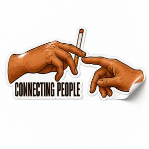 Connecting People Sticker — Drawn Together design on a white background with a lifted corner