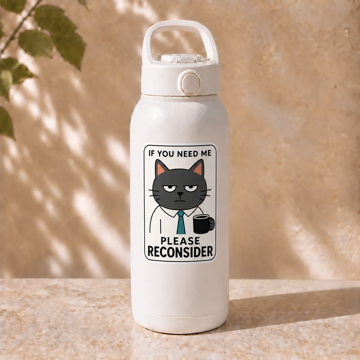 If You Need Me Please Reconsider Sticker, Black Coffee design shown on a bottle