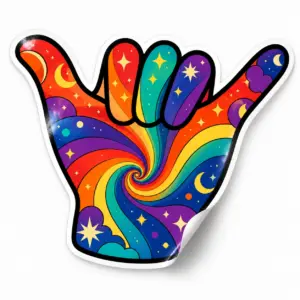 Psychedelic Hand Sign Sticker
