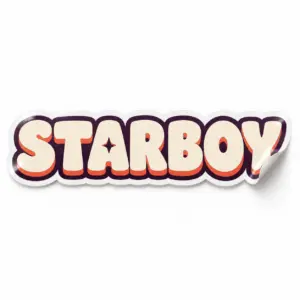 Star Boy Sticker — Cream Coral design on a white background with a lifted corner